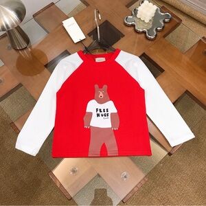 Red Bear Print Kids Shirt